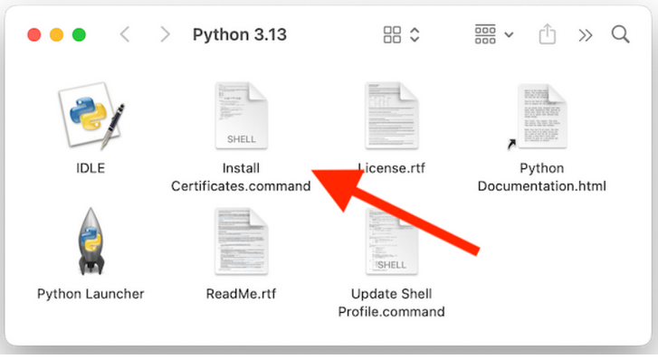 Python Install Certificates.command on macOS
