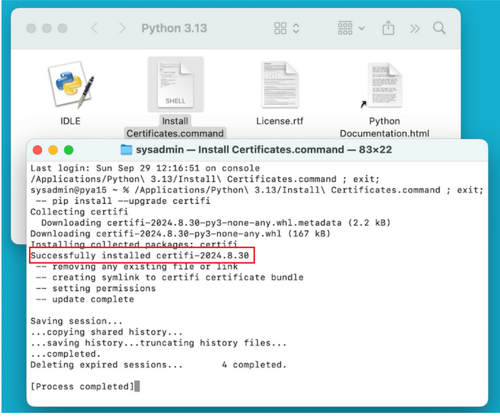 install python certifi on macOS